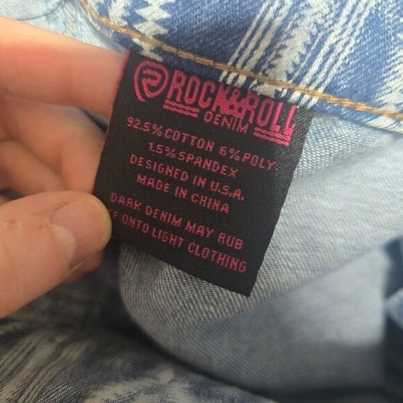 Rock & Roll Cowgirl Aztec Bargain Button Bell Bottom Wide Leg Jeans Western - Picture 5 of 5